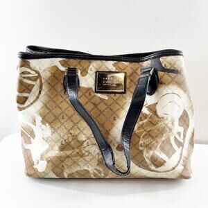 L.A.M.B by Gwen Stefani Stencil Pattern Tote Bag Purse Gold Black